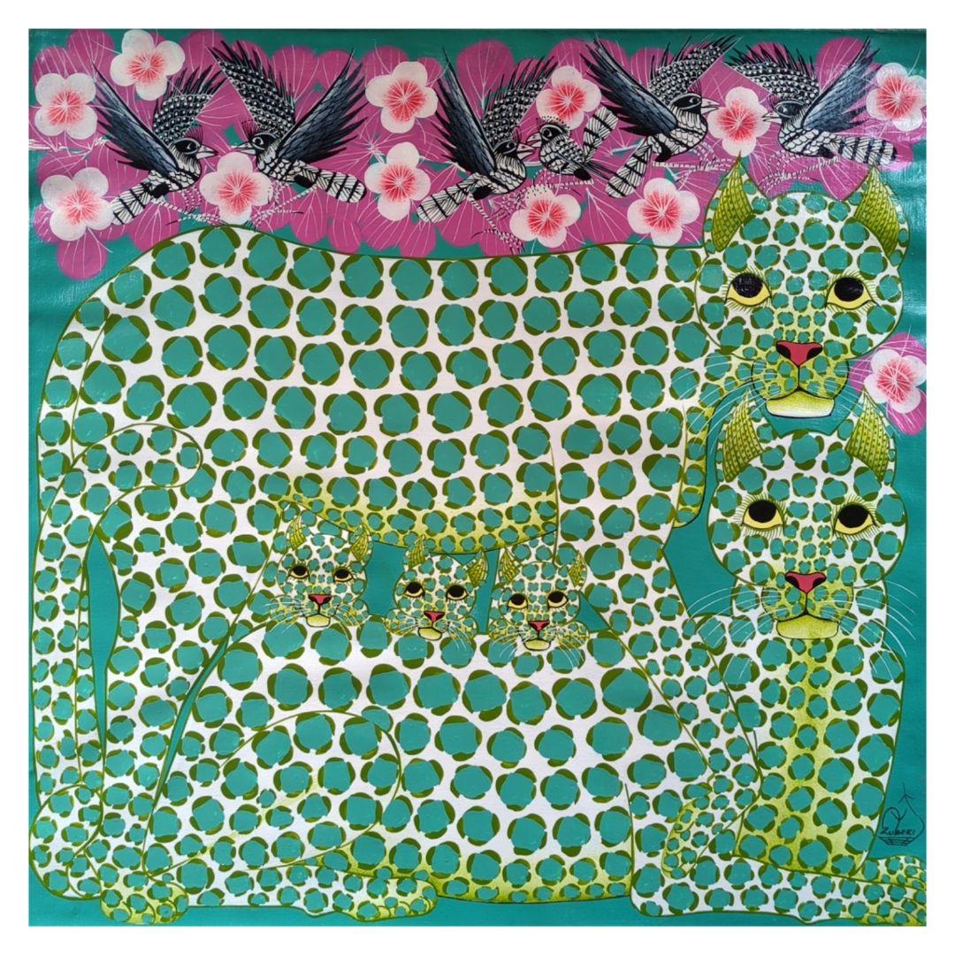 『 Green Leopard fam 』by Zuberi 60*60cm