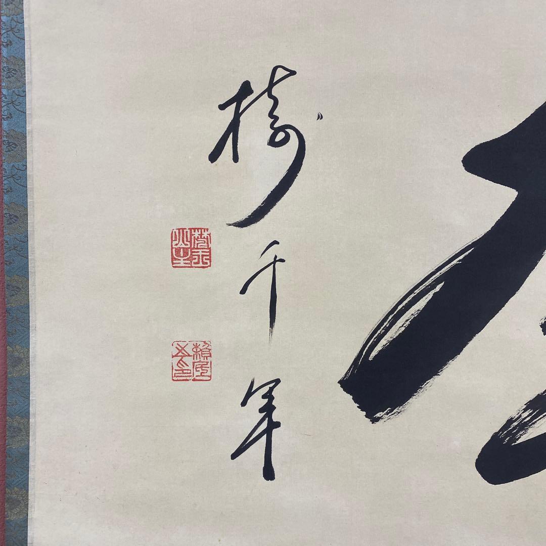 美品 掛け軸 有馬頼底作「松樹千年」相国寺 共箱 禅語 茶掛け 縁起物