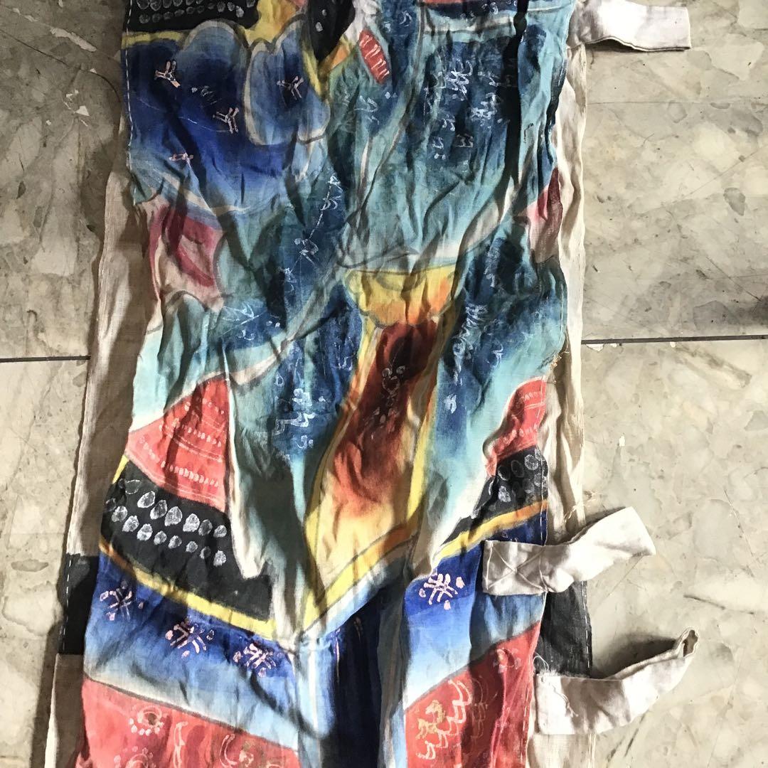 古布　明治時代　のぼり旗　武者絵　手書き　木綿　4メートル