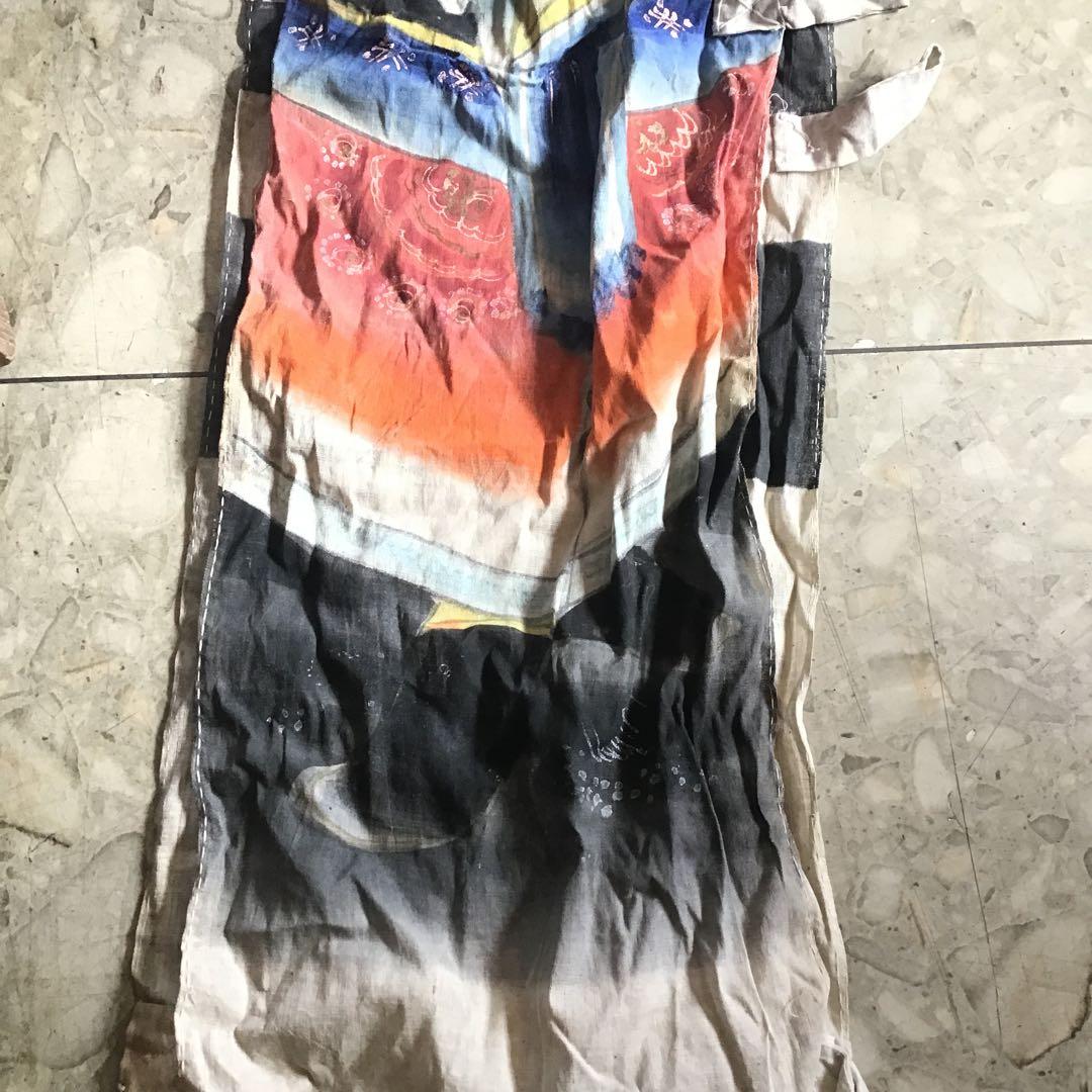 古布　明治時代　のぼり旗　武者絵　手書き　木綿　4メートル