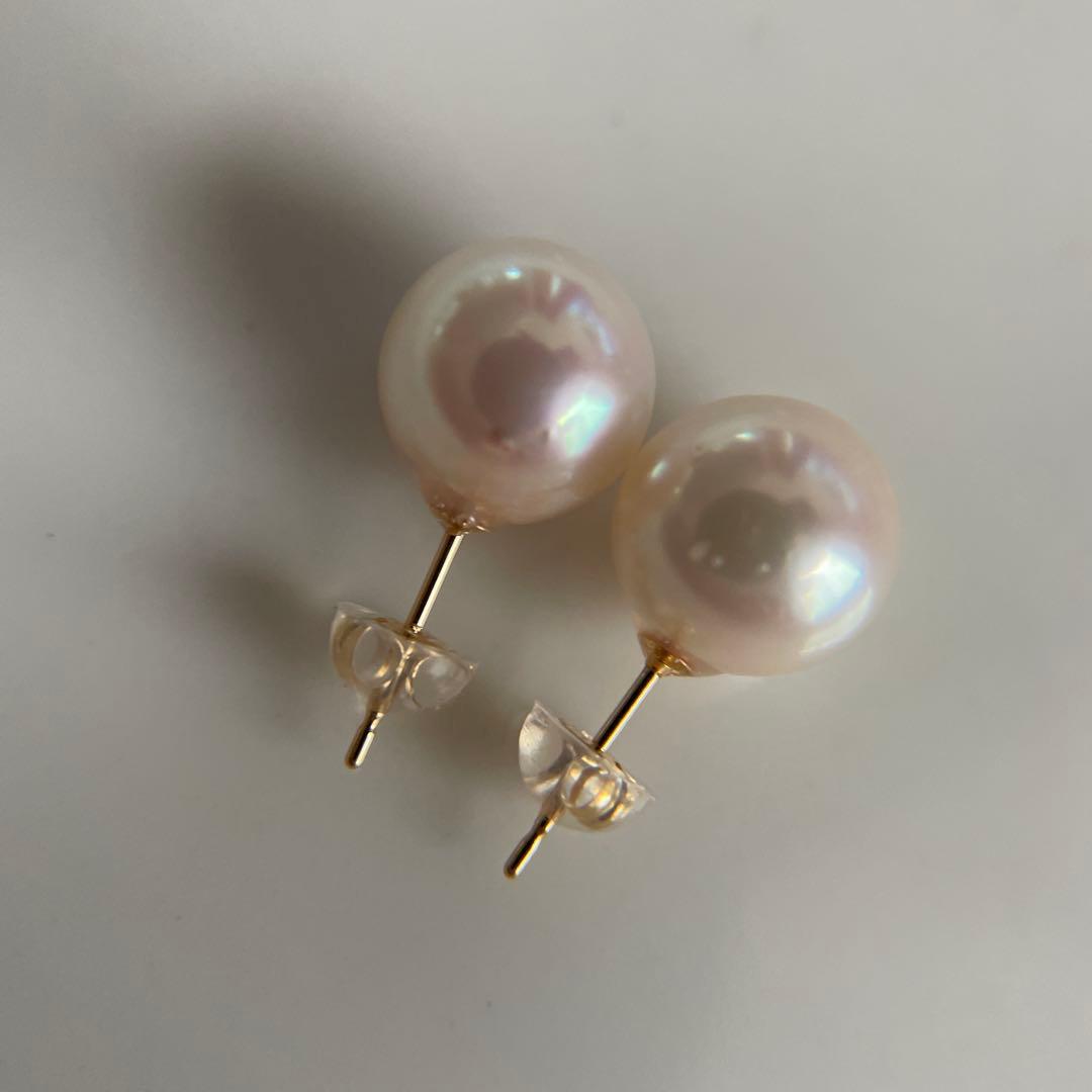 上質 宇和島産 あこや本真珠 越物 パール ピアス K18製　イエローゴールド