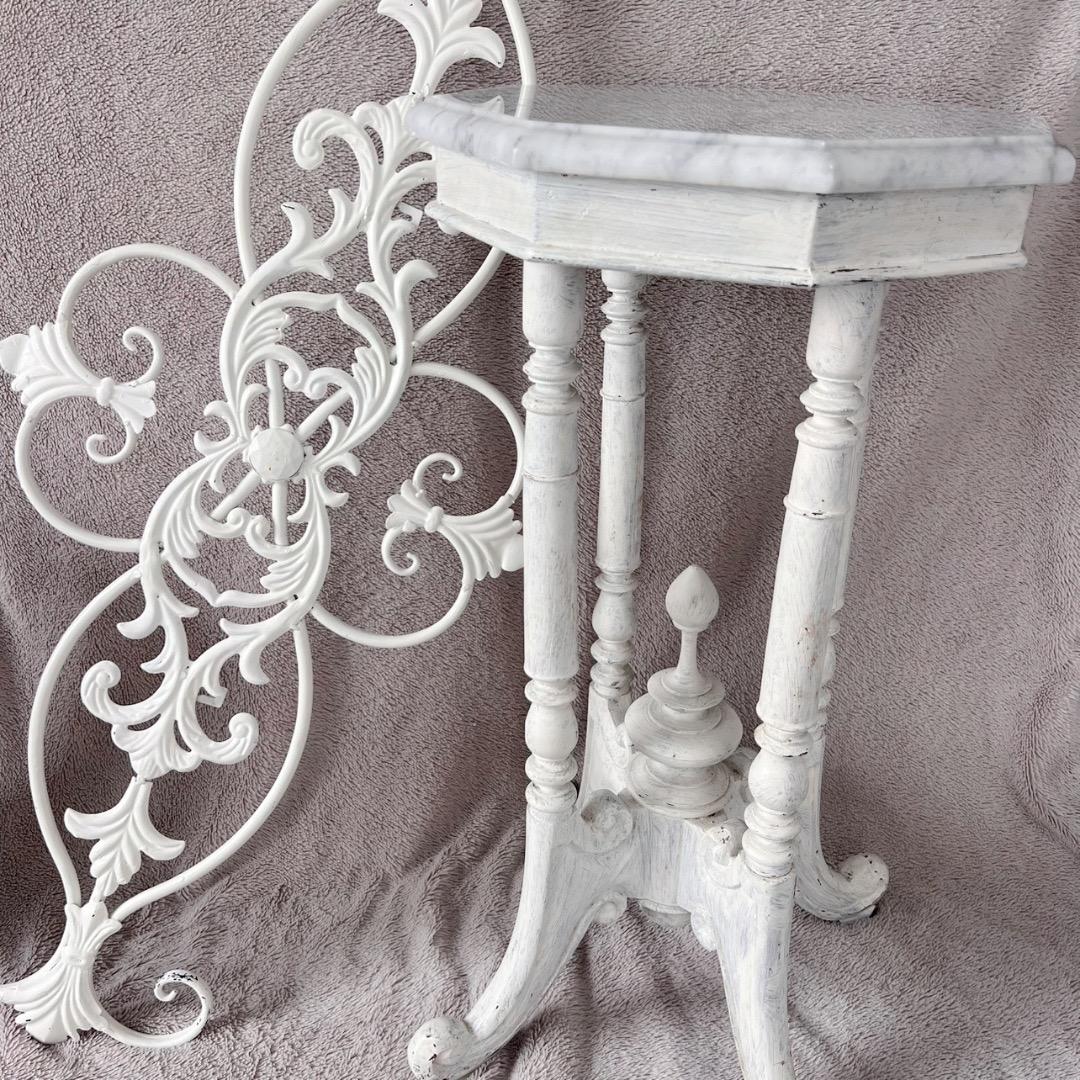 フランス アンティーク サイドテーブル ヨーロッパ 白 マーケット ホワイト