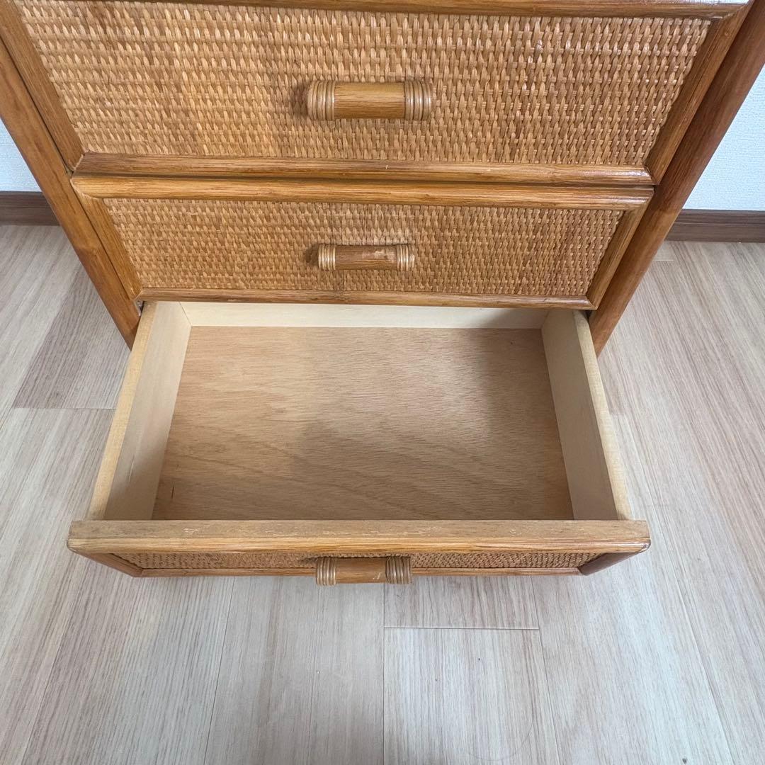 昭和レトロ ラタン製 5段チェスト ナチュラル