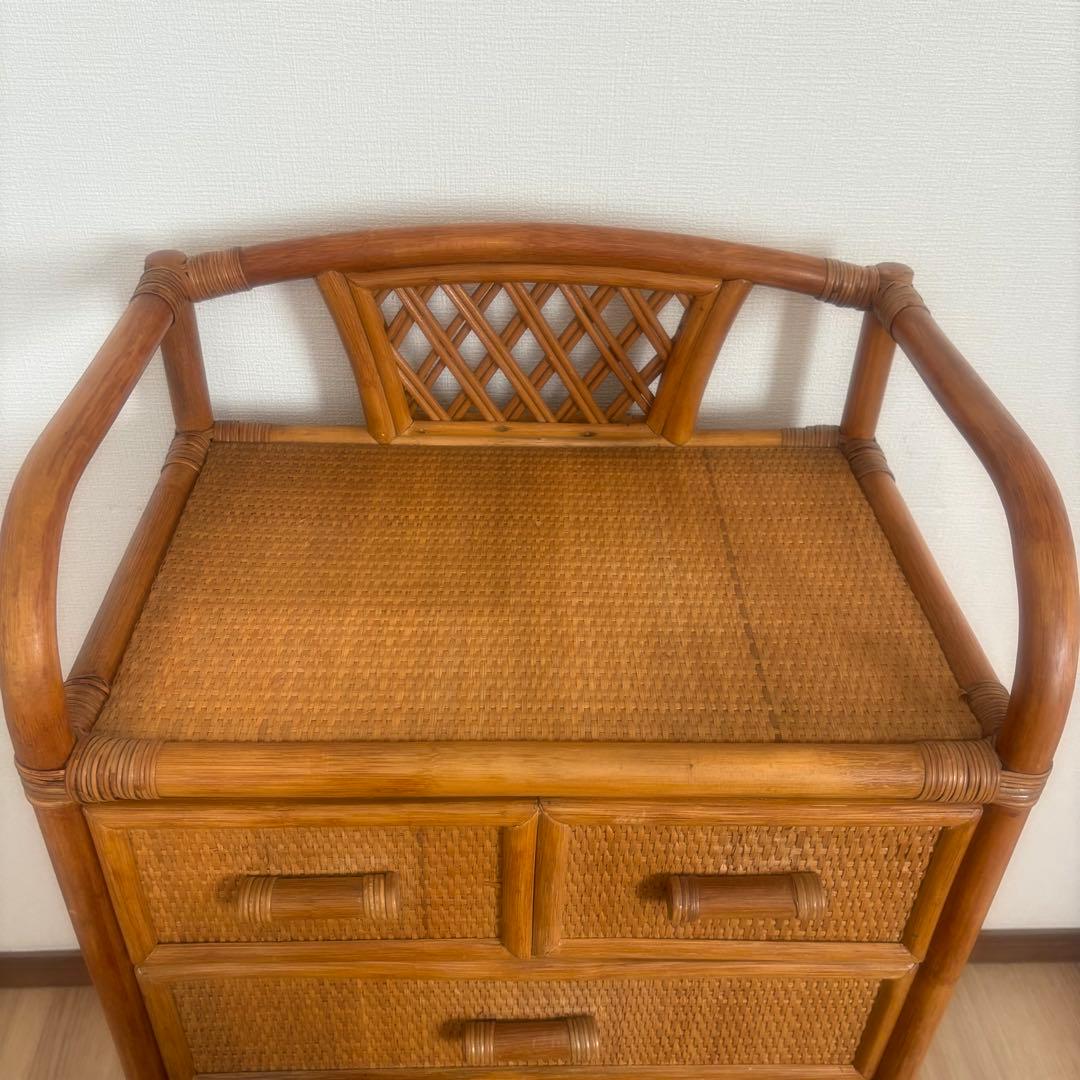 昭和レトロ ラタン製 5段チェスト ナチュラル