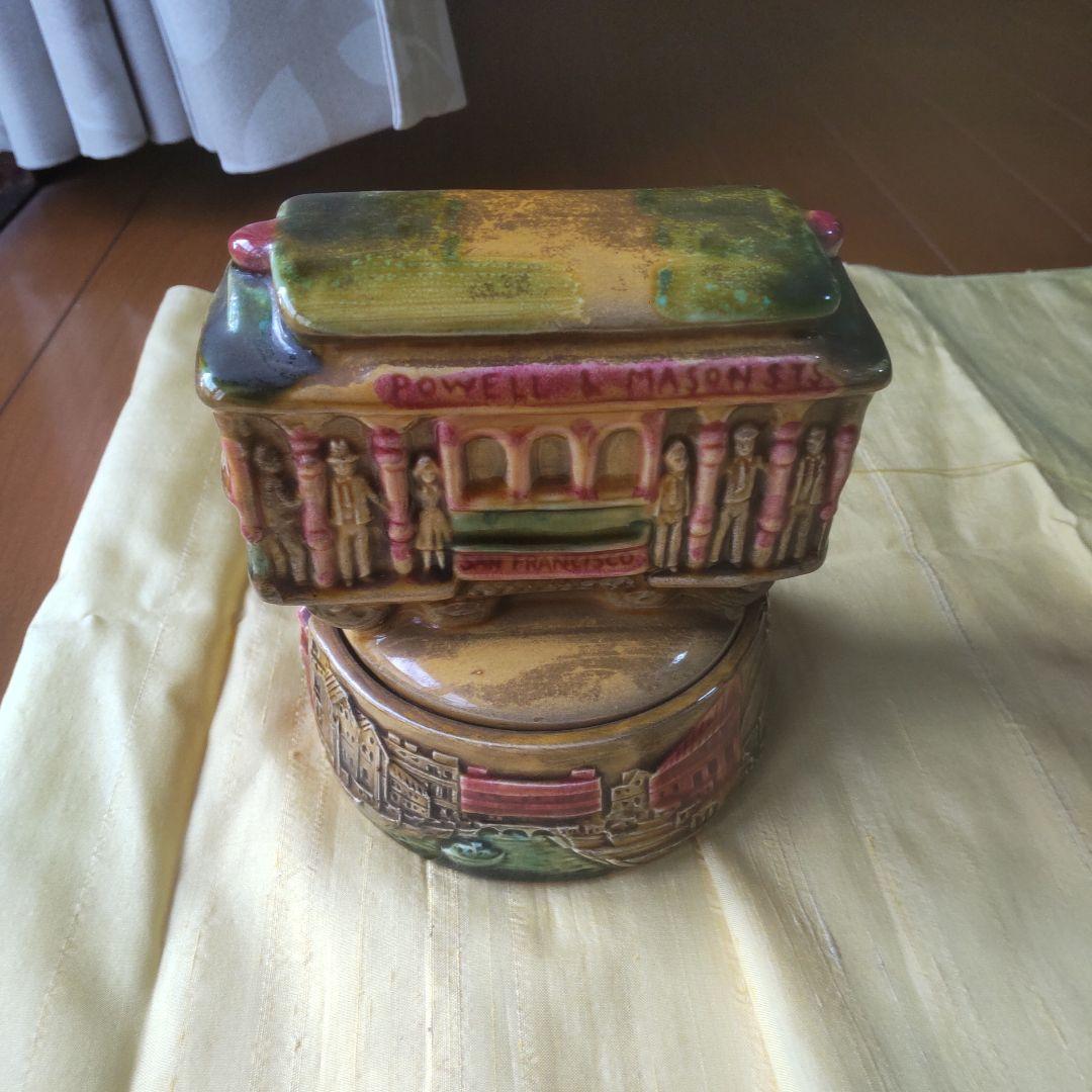 サンフランシスコ ケーブルカー 陶器 回転オルゴール