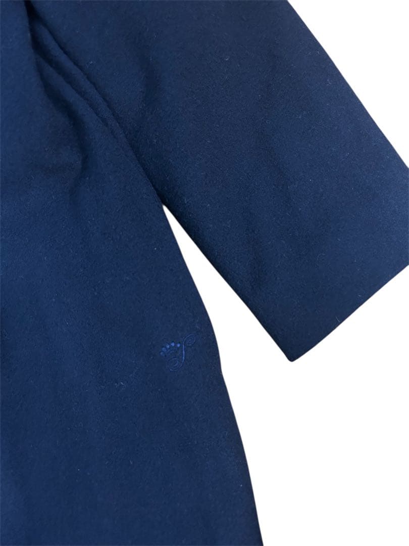 【クリーニング済】サエグサ ウールコート 130 ネイビー 紺 通学