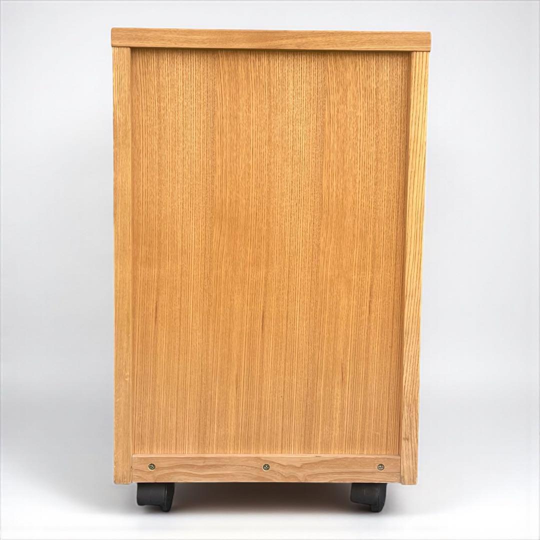 天然木 無垢材 デスクキャビネット オーク材 キャスター付き