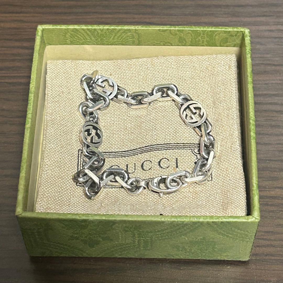 GUCCI シルバーチェーンブレスレット 箱付き　20㎝