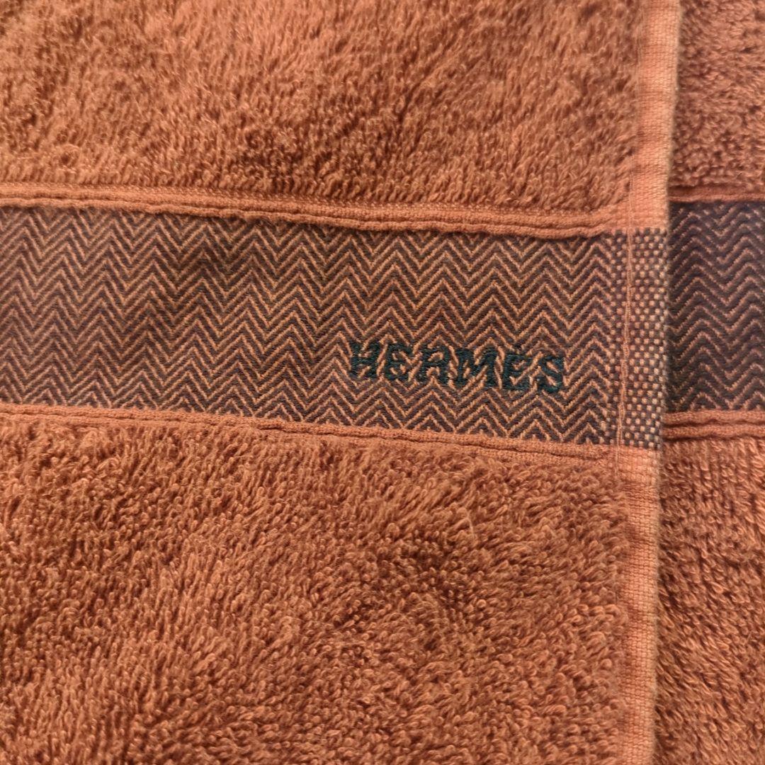 HERMES　ビーチタオル　シェブロン　ブラウン バスタオル　大判タオル