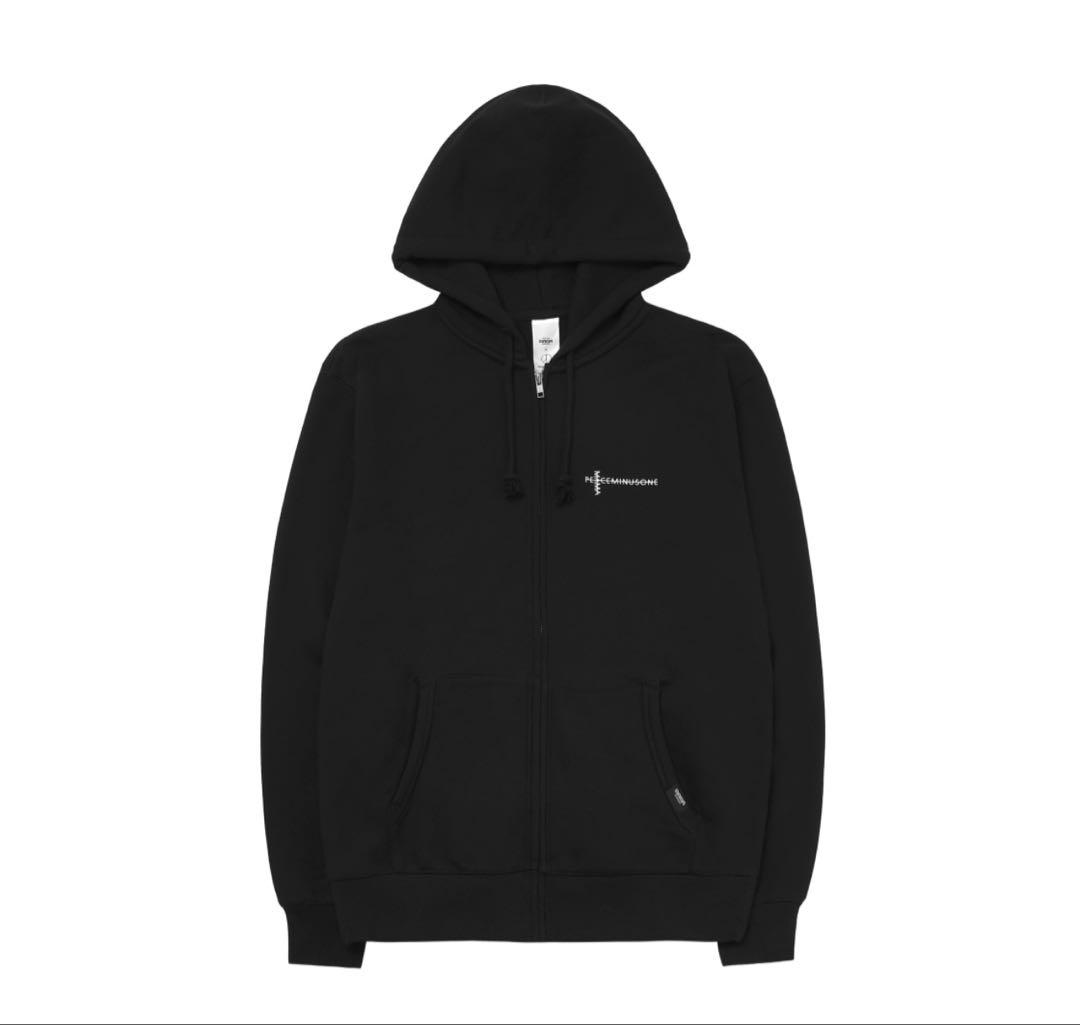PEACEMINUSONE MAMA XL ブラック フード付きジップアップXL