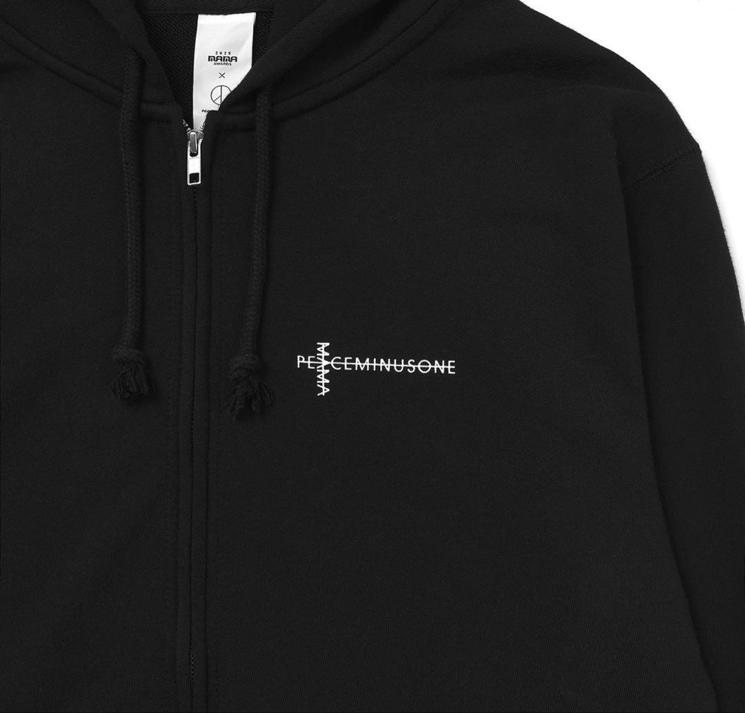 PEACEMINUSONE MAMA XL ブラック フード付きジップアップXL