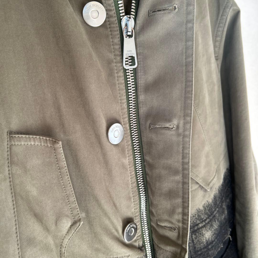 NEIL BARRETT ニールバレットコート　カーキ×ブラック　サイズ44