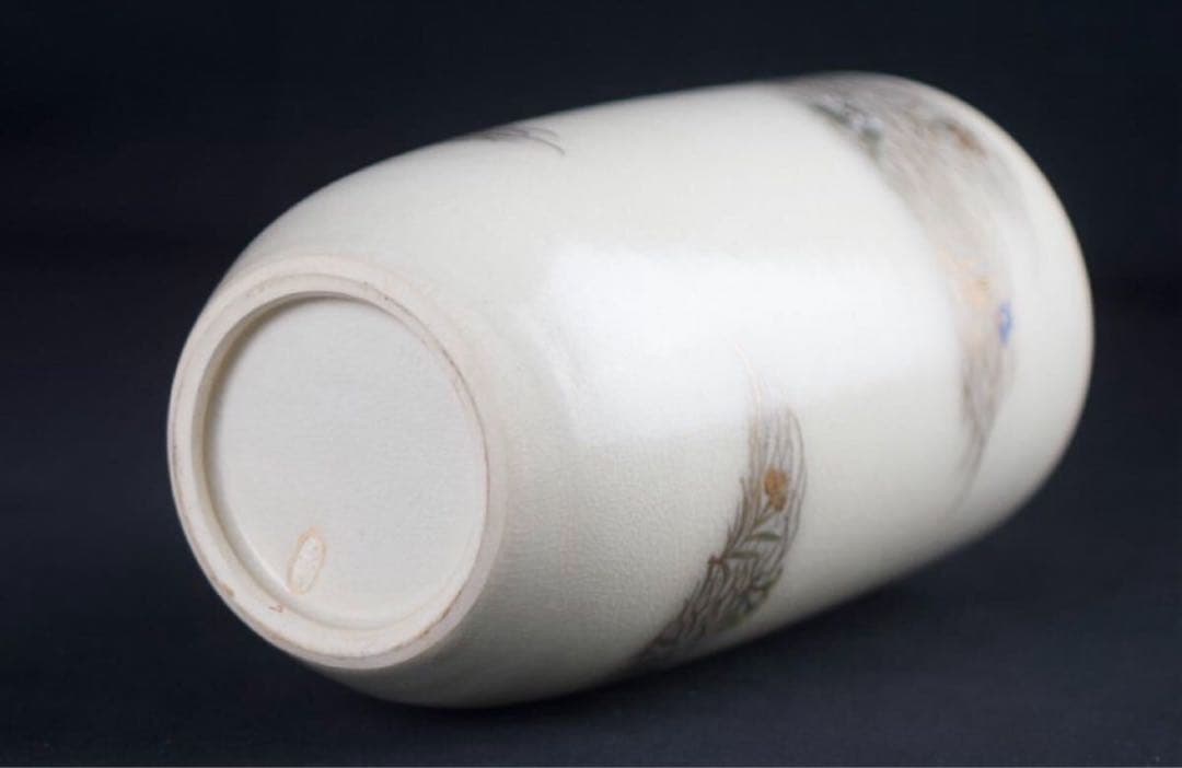 清閑寺窯 杉田祥平 造 色絵 秋の野画 水指 共箱 茶道具 金彩 中置 細水指