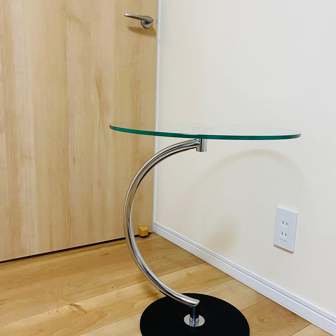 【美品】　クリア　ガラス天板　モダン　スタイリッシュ　サイドテーブル　あずま工芸