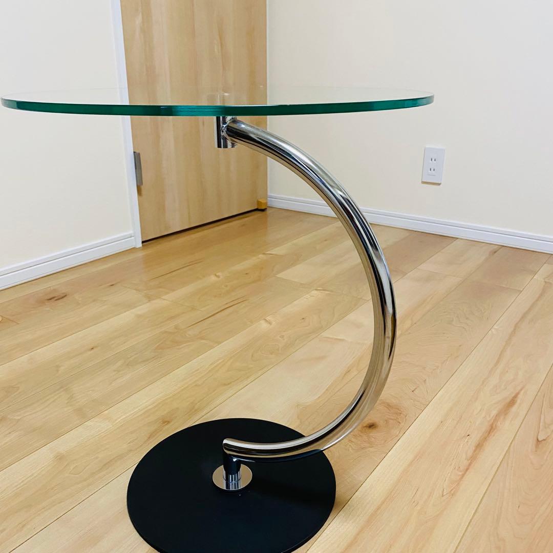 【美品】　クリア　ガラス天板　モダン　スタイリッシュ　サイドテーブル　あずま工芸