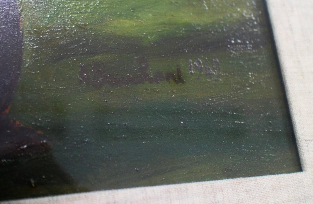 真作　アンドレ・ボーシャン　Andre Bauchant「花」　カルトンに油彩