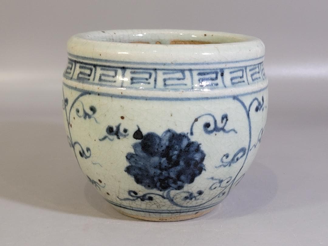 中国美術 青花 纏枝蓮花紋 壺 DT473