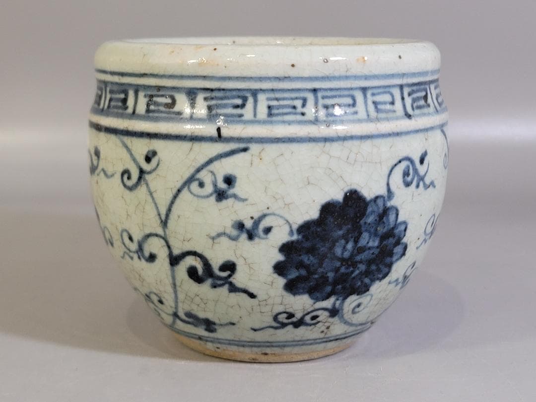 中国美術 青花 纏枝蓮花紋 壺 DT473