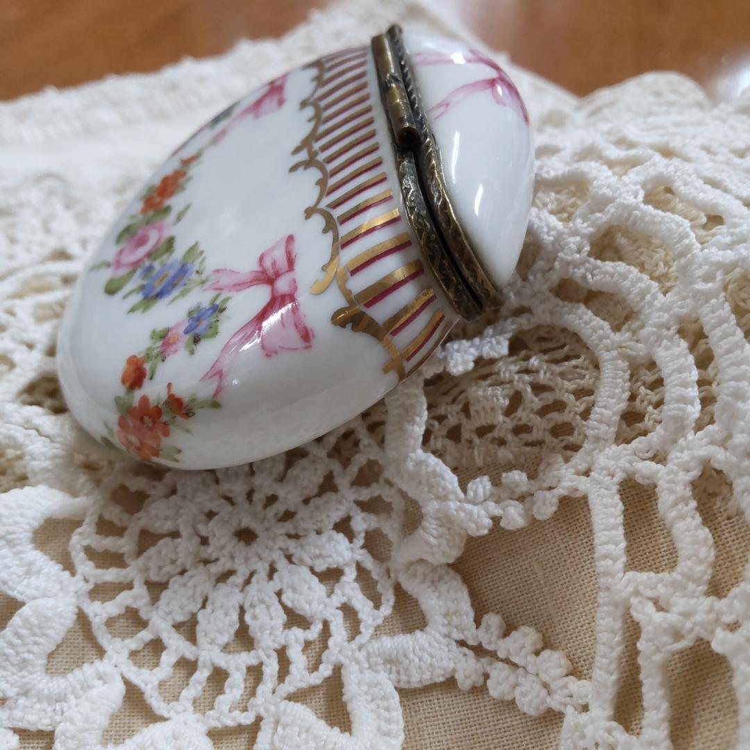 リモージュ　風　ピルケース　陶器　ヒンジボックス　アンティーク風