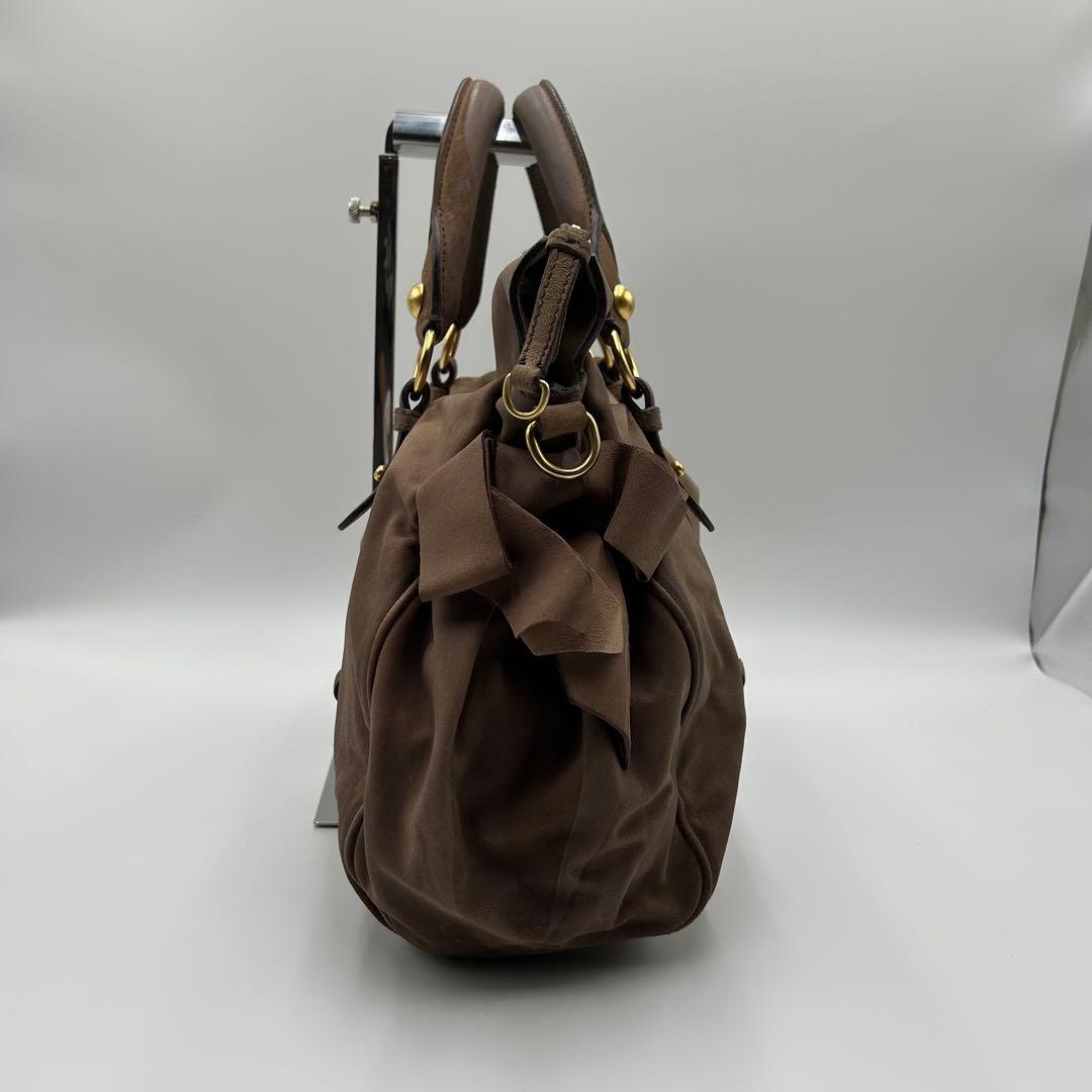【美品】miu miu ヴィッテロ 2way ハンドバッグ ブラウン レザー