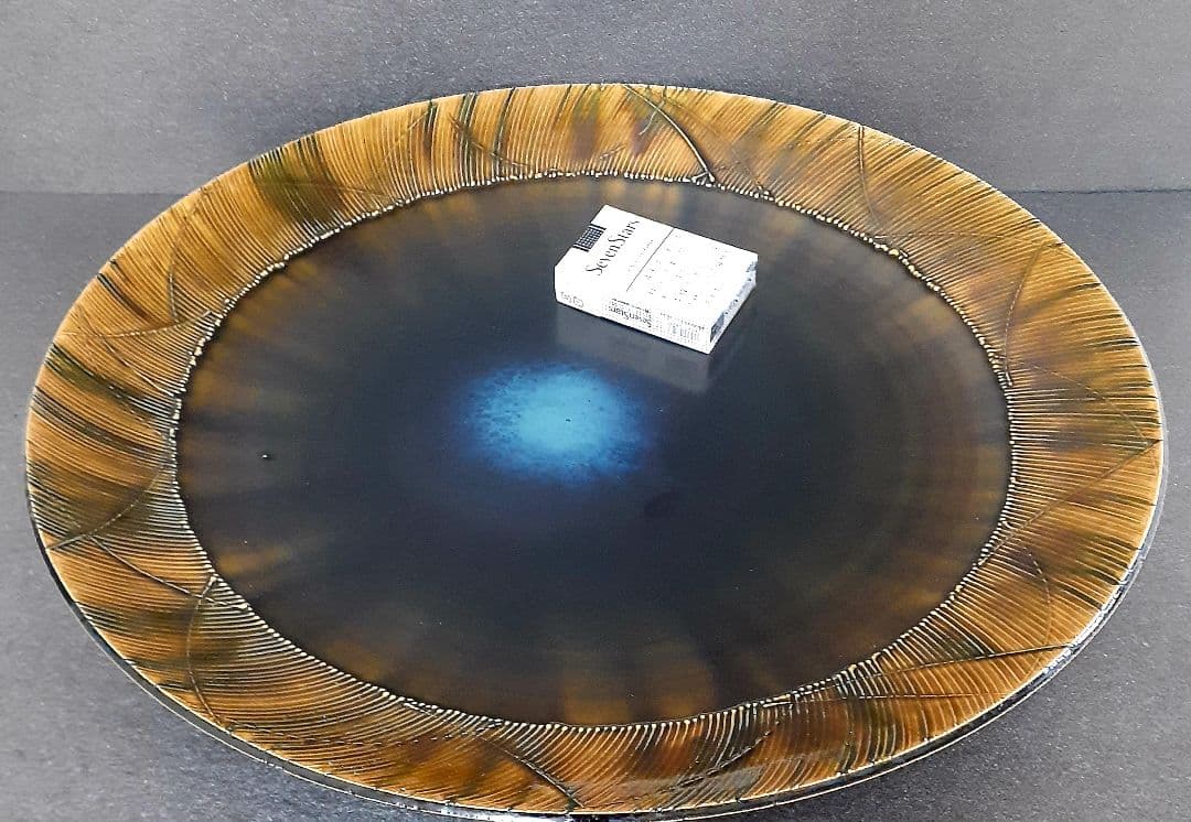 日本工芸会正会員　白山窯【山田正和】造　織部結晶釉　径49.4cm　特大皿　共箱