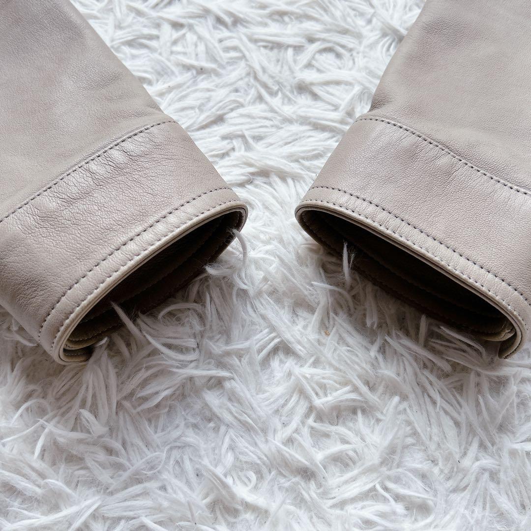 美品 エンメティ ラムレザー シングル ライダース アウター 46 伊製 高級