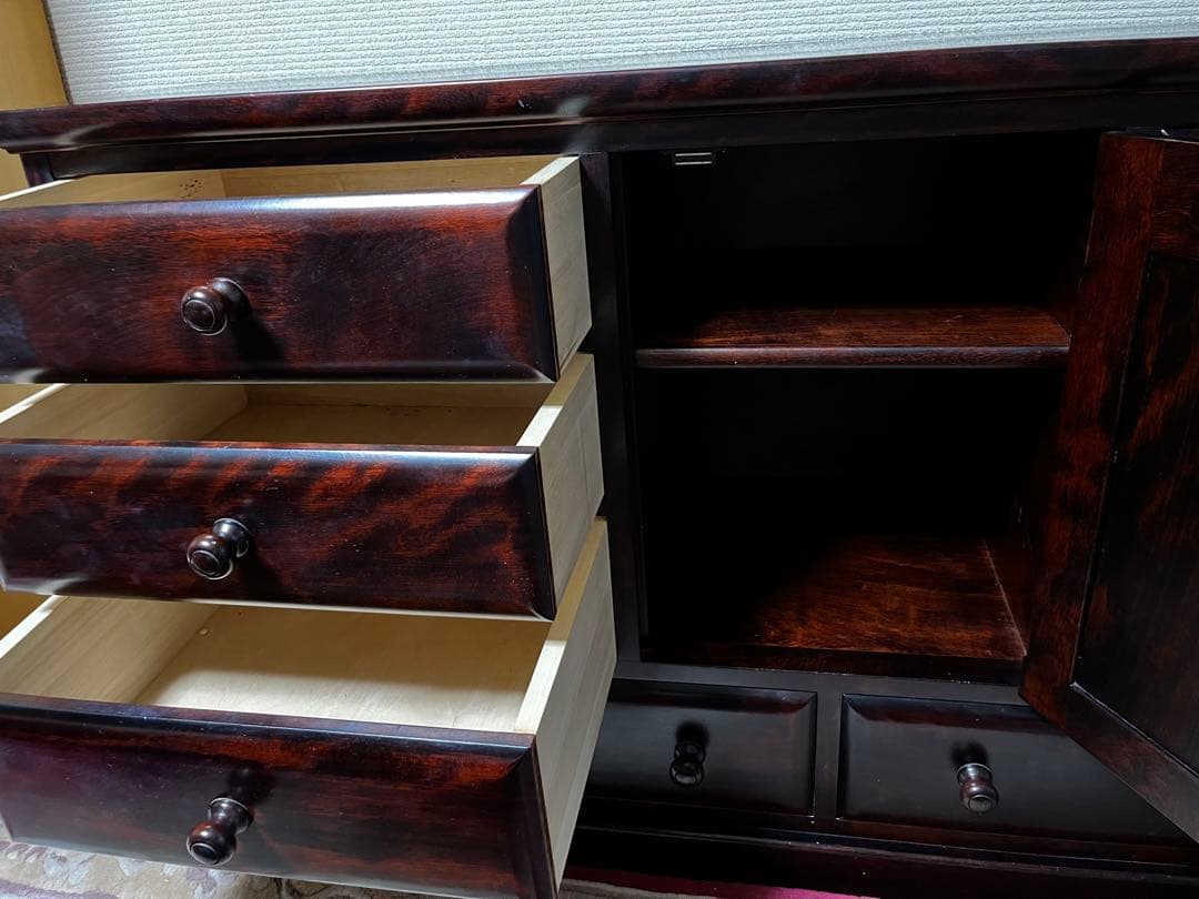 民藝家具　天然木　カバ無垢材　サイドボード　北の匠　MUKU工房　山室家具製作所