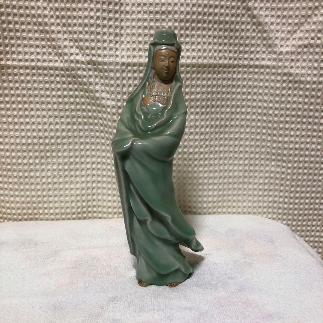 青磁　観音様　鶴夢荘　仏像　骨董　希少