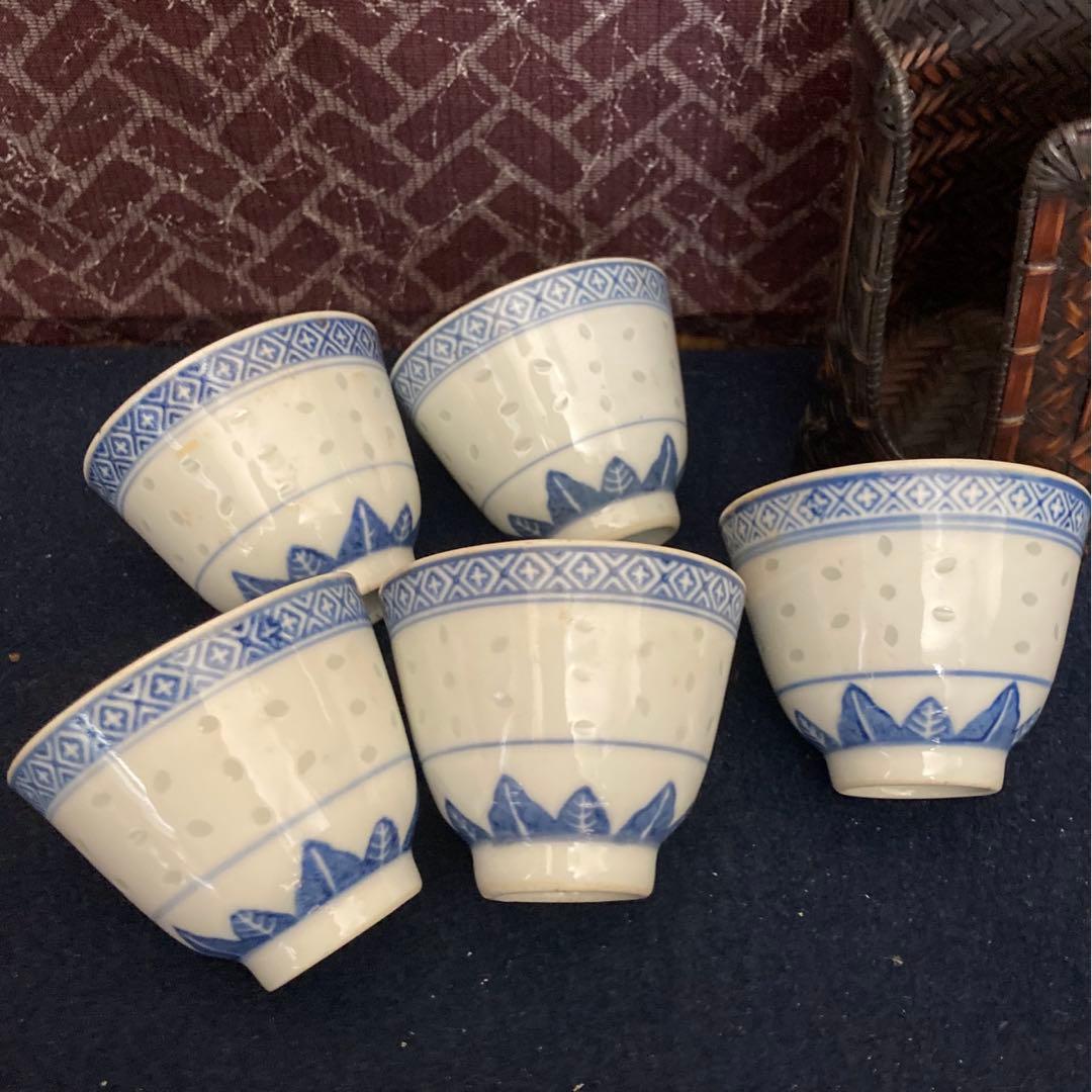 煎茶道具　蝙蝠蛍煎茶碗　竹筒