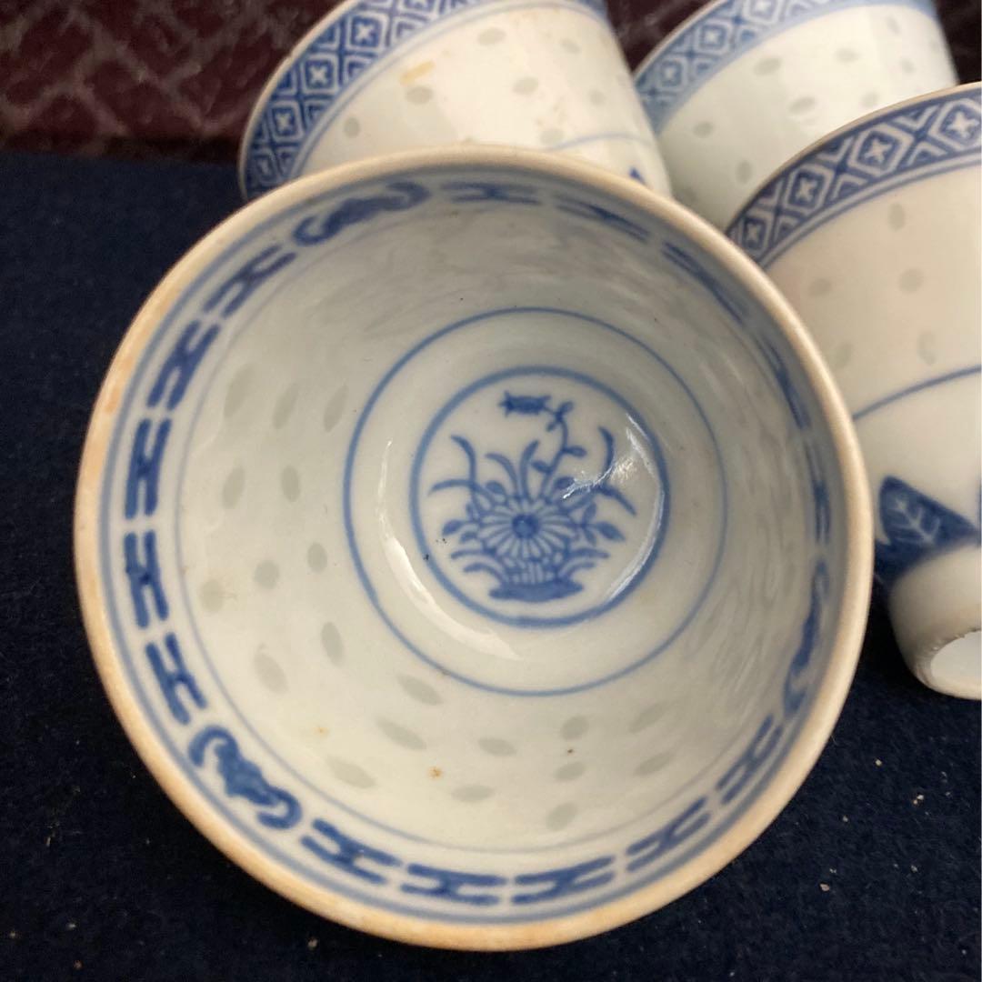 煎茶道具　蝙蝠蛍煎茶碗　竹筒