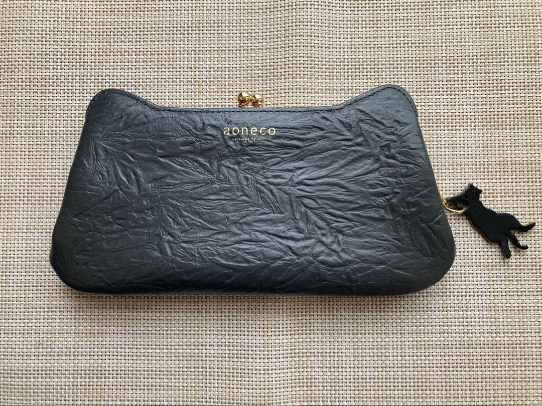 aoneco がま口　長財布　小銭入れ&カードケース付き