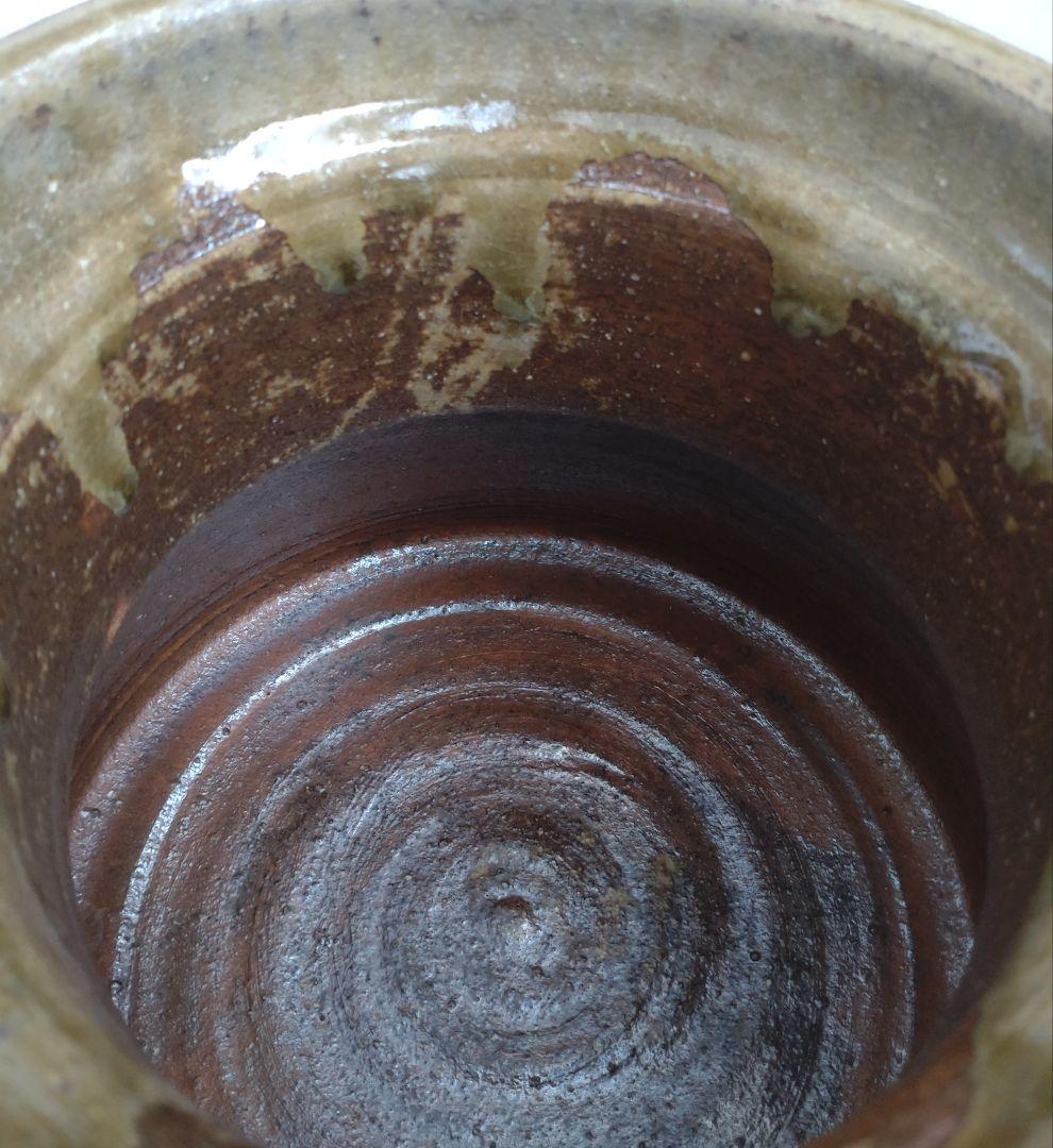 【青瓷名工】灰被伊賀水指　鈴木三成　橘窯　本人作　破れ袋