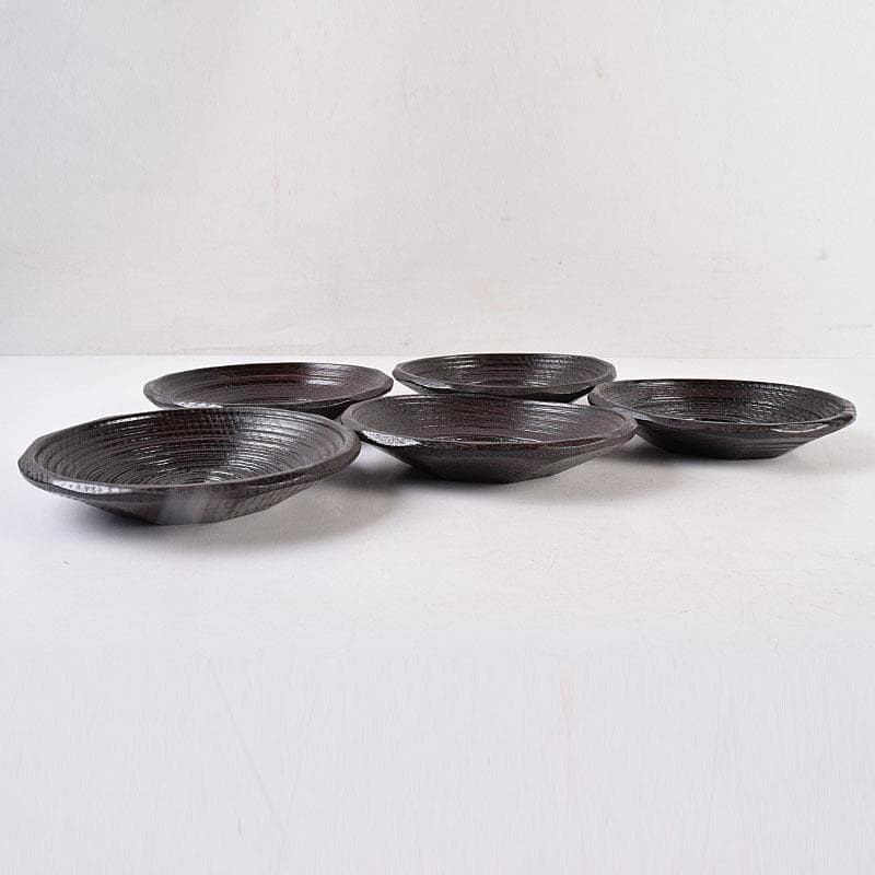 煎茶道具　漆芸家　村瀬治兵衛作　本漆　沢栗　茶托　五客　V　R8903