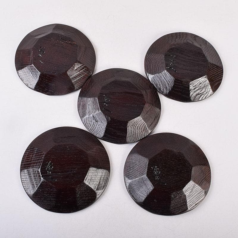 煎茶道具　漆芸家　村瀬治兵衛作　本漆　沢栗　茶托　五客　V　R8903