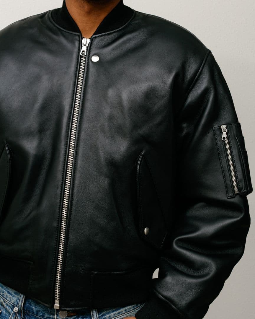 STUSSY LEATHER BUILT BOMBER Lレザージャケット
