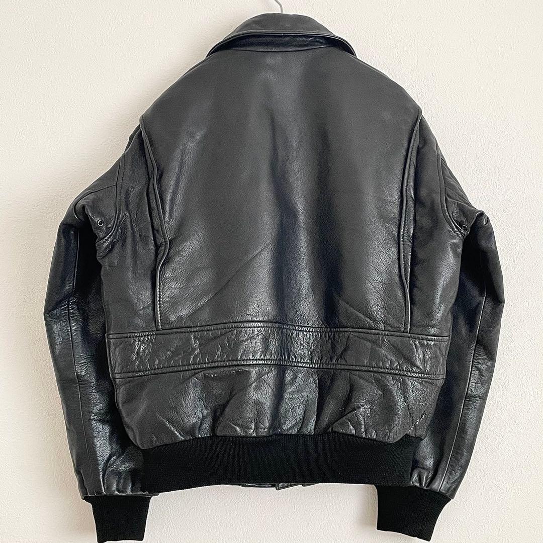 A2 G1 TYPE ヴィンテージ レザーフライトジャケット ライナー付き 黒