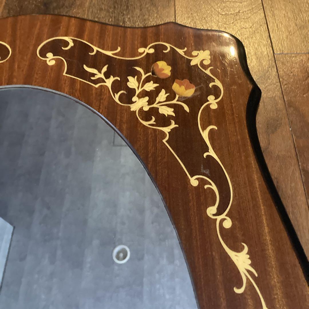 ヨーロッパアンティーク　壁掛鏡　大型　イタリア製　オーバル型　ヴィンテージ