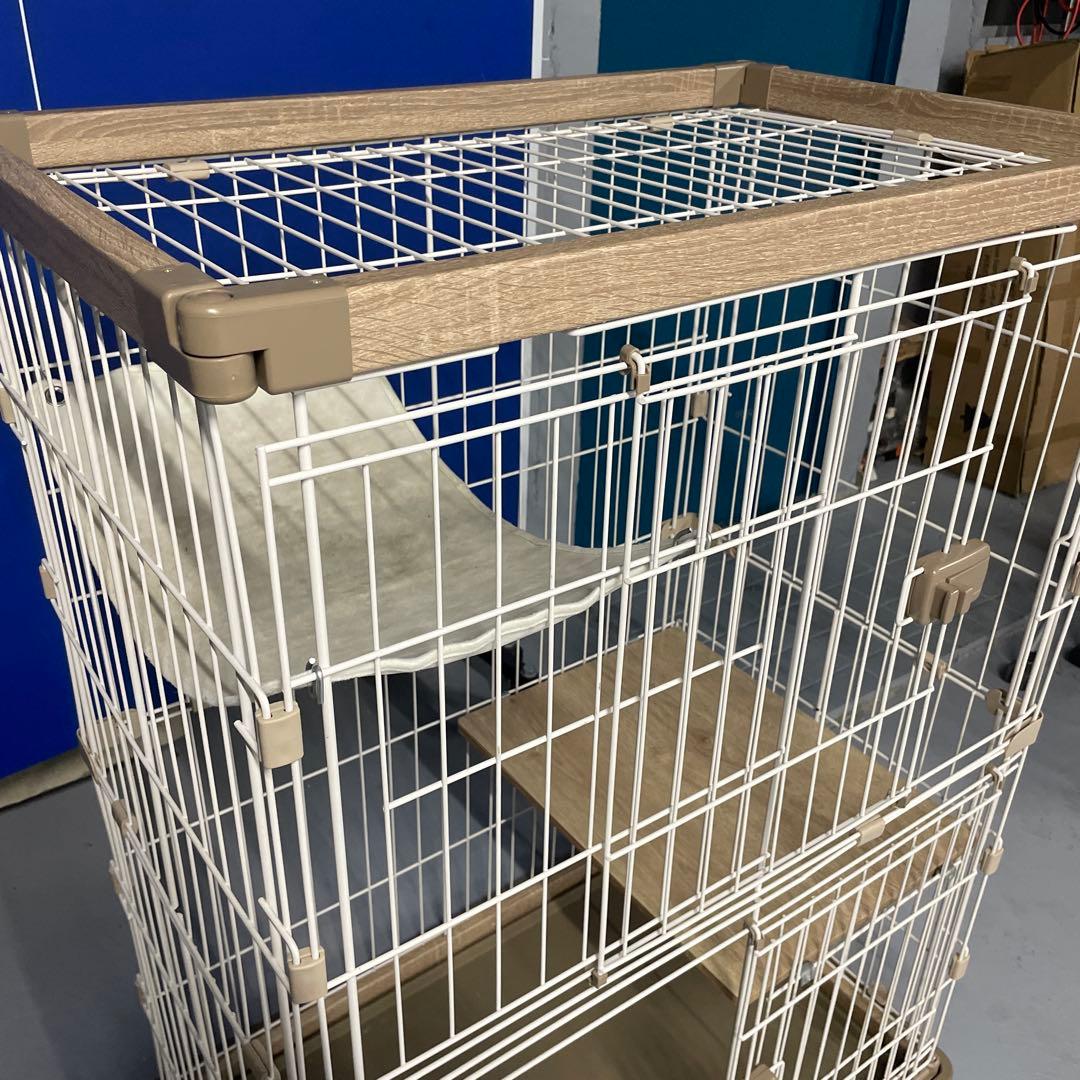 【※受取可能な方のみ】2段ウッディキャットケージ　アイリスオーヤマ