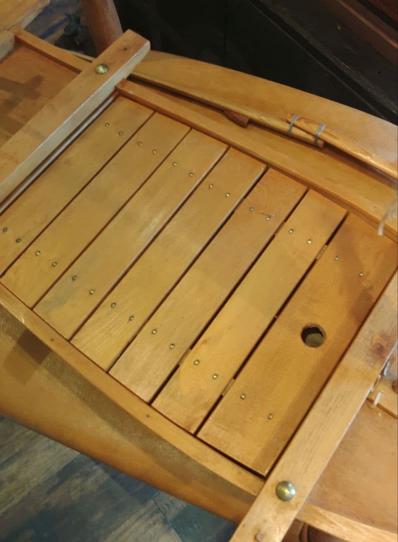 舟型　模型　木製　櫂　旗　台座付き　船盛用