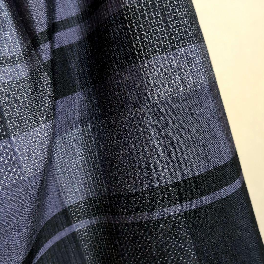 専用 未使用 単衣 胴抜き 本場結城紬 亀甲100 格子東京青山ゑり華 証紙