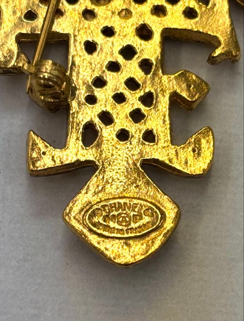 ☆美品☆ビンテージシャネル クロスブローチ☆1990年代☆ゴールド
