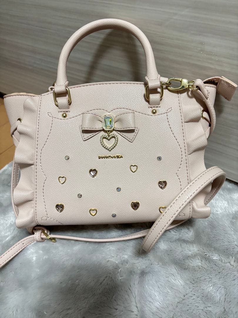 サマンサベガ サイドレースアップリボンビジューミニフラッター ピンク