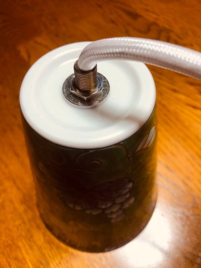 《 有田浪漫グラス × 福泉窯 》染錦ぶどう ペンダントライト LED電球付き