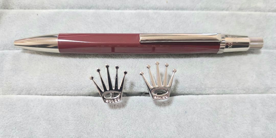 ロレックス　プッシュ式 レッドボールペン・カフスセット　新品未使用