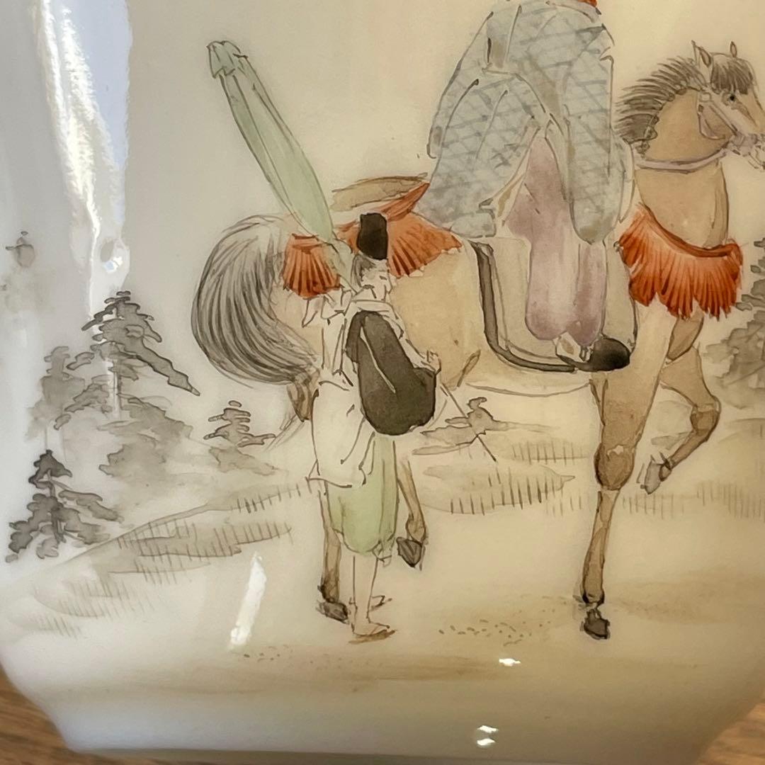 横浜焼 井村製 明治 輸出手 アンティーク カップ＆ソーサー1客  業平東下り図