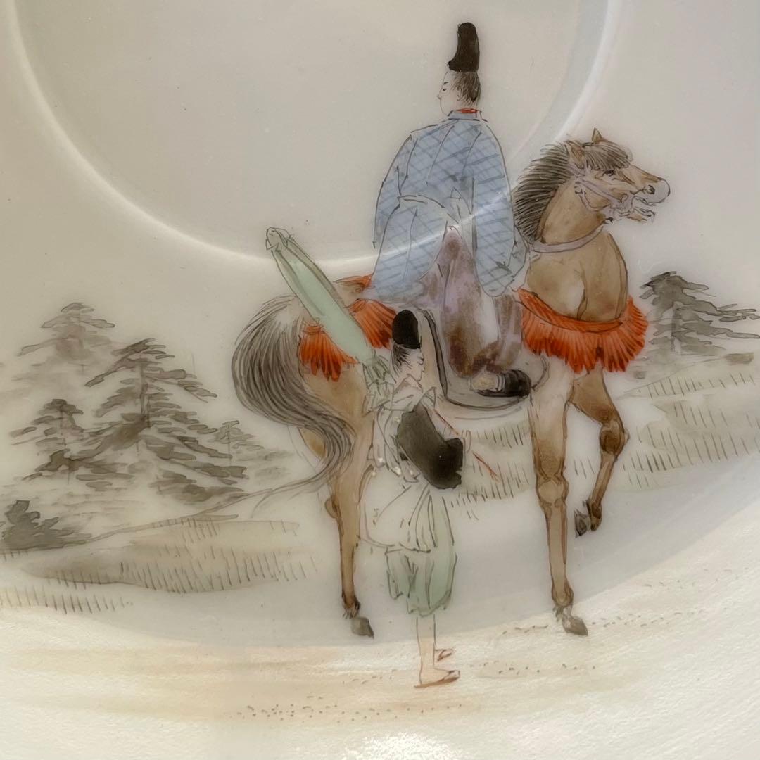 横浜焼 井村製 明治 輸出手 アンティーク カップ＆ソーサー1客  業平東下り図