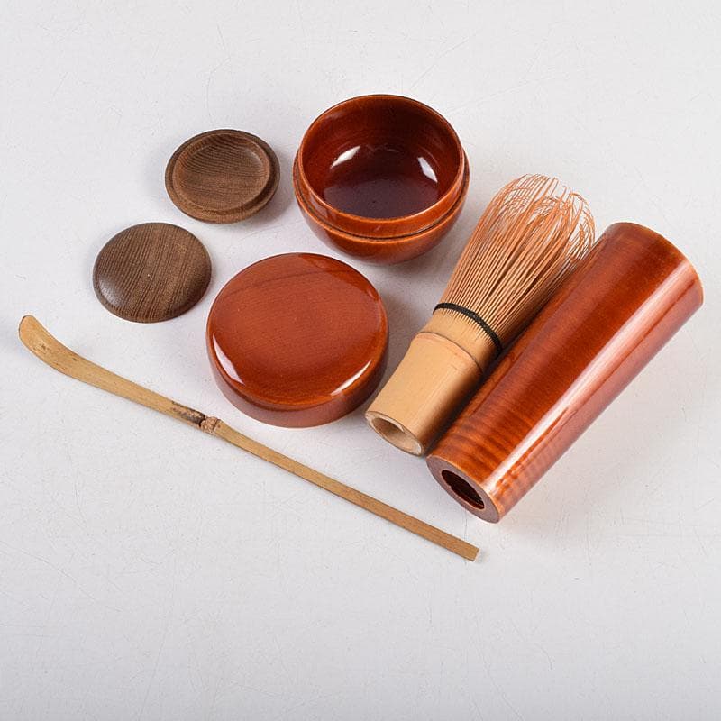 茶道具　春慶塗　利休茶箱　棗　黒楽茶碗など　七点　一式　M　R9432