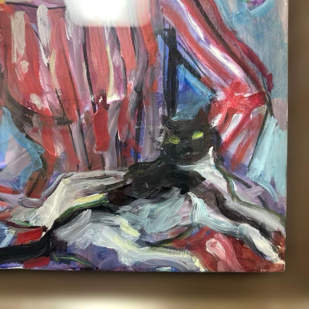 今井信吾　油絵　人物　少女・猫　日動画廊　油彩　8F