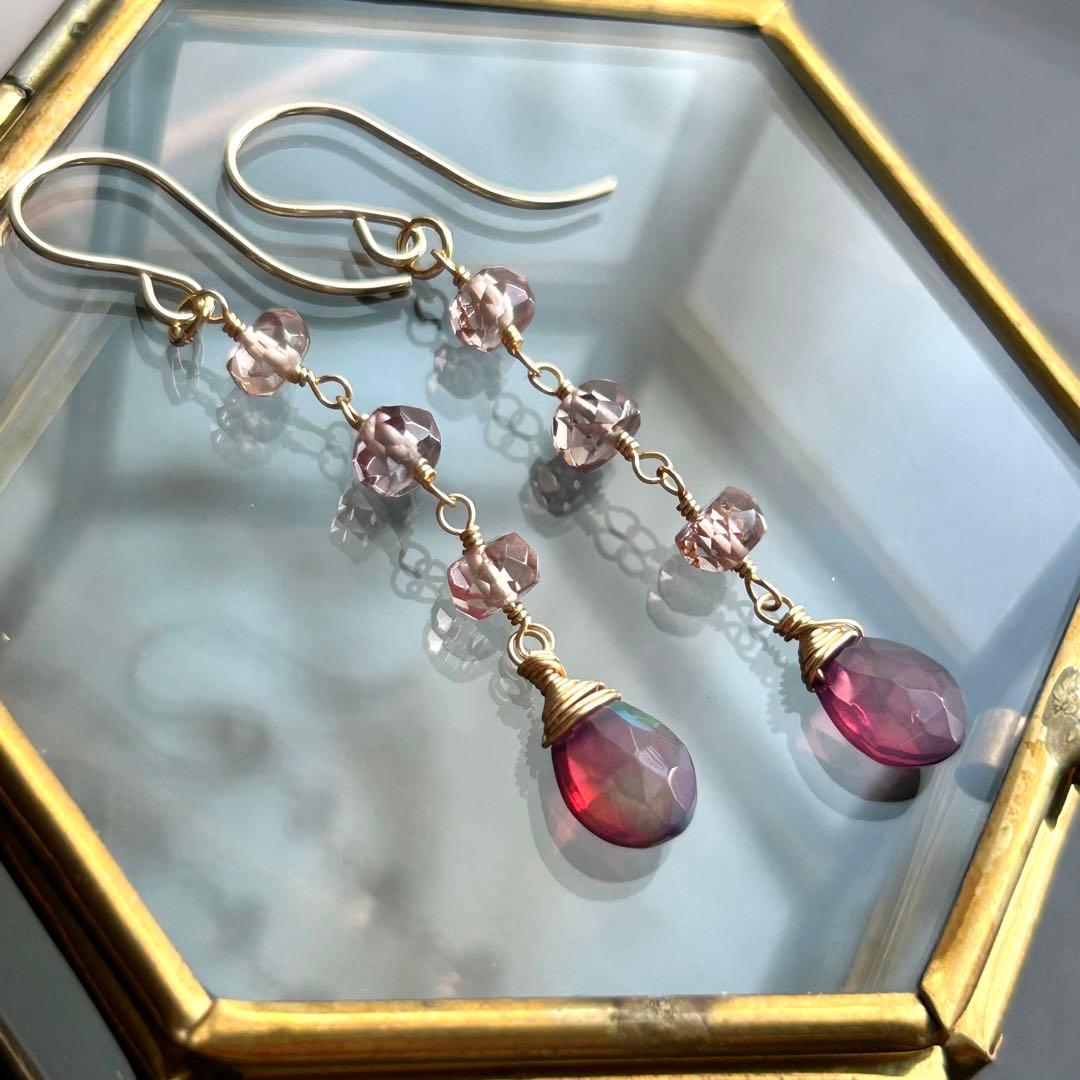 専用✳︎14kgf マラヤガーネット　ドラゴンガーネット　ブレスレットとピアス