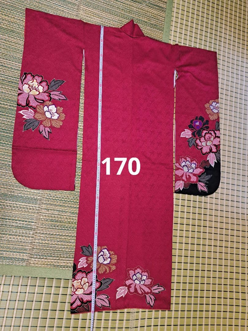 総絞り振袖　振袖　深紅　ボルドー